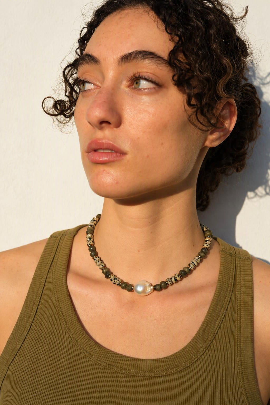 Asha |  Dalmatian Jasper, Variscite & Pearl