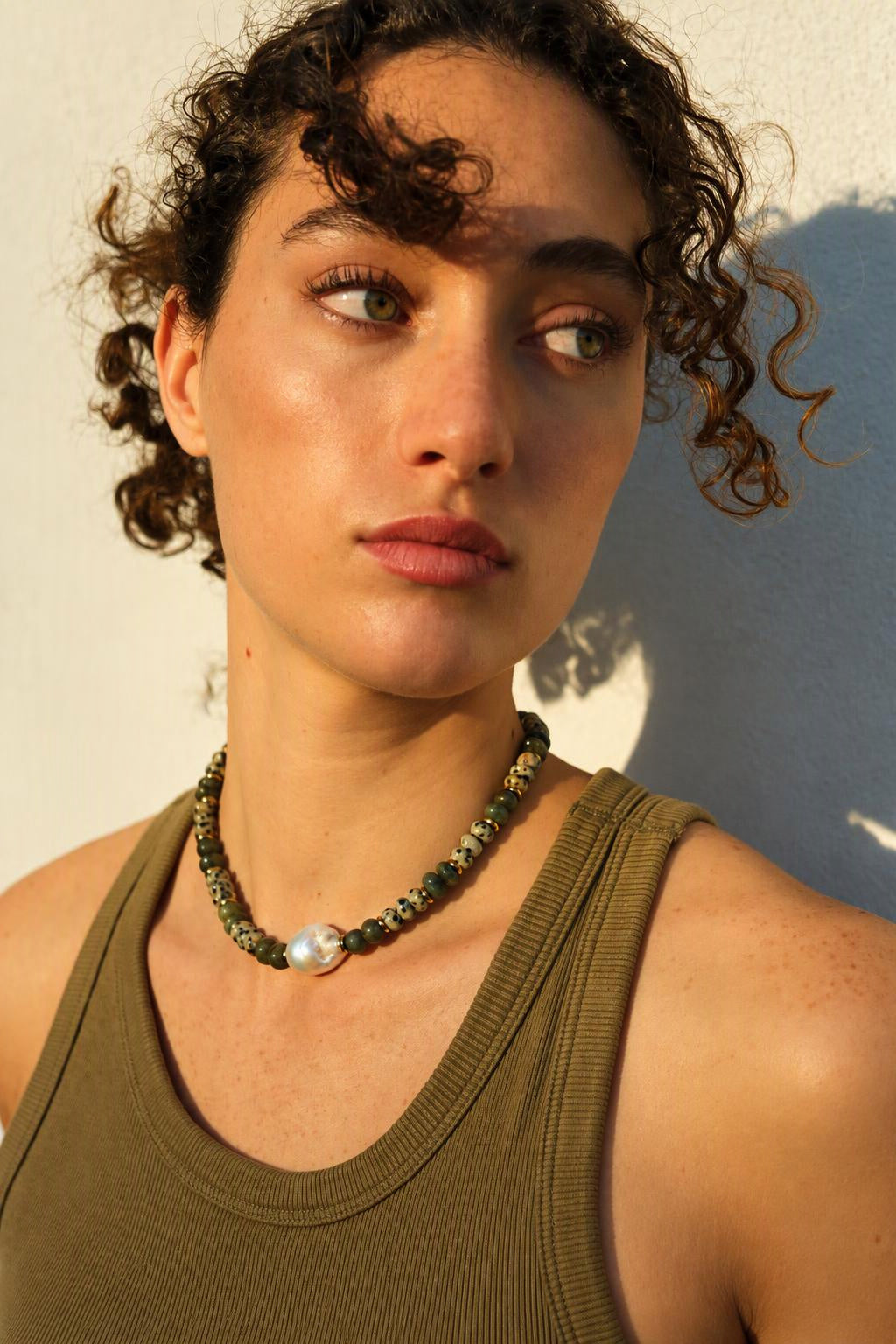 Asha |  Dalmatian Jasper, Variscite & Pearl