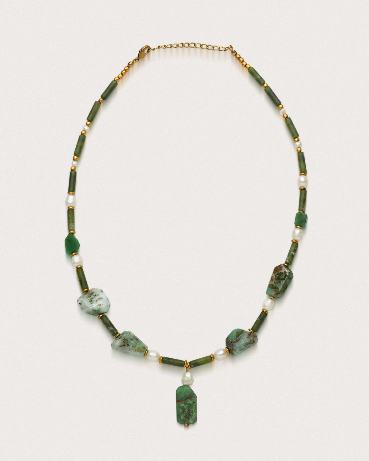 Dova | Olive Jade, Chrysoprase & Fresh water pearls