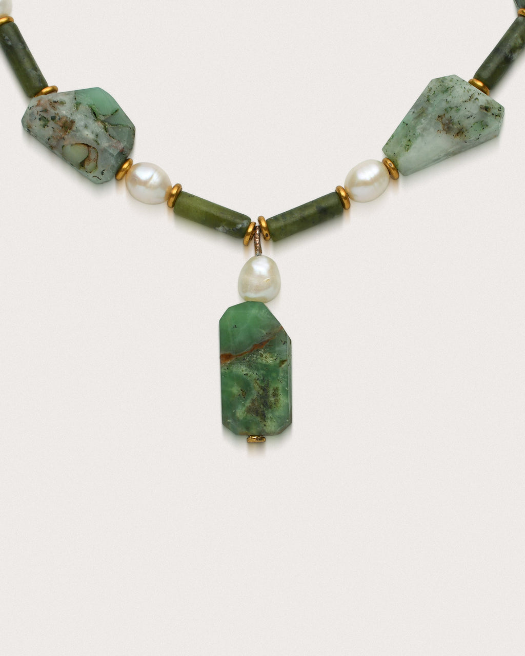 Dova | Olive Jade, Chrysoprase & Fresh water pearls