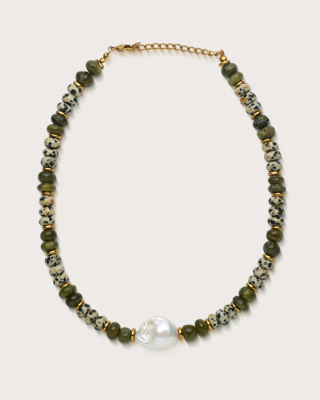 Asha |  Dalmatian Jasper, Variscite & Pearl