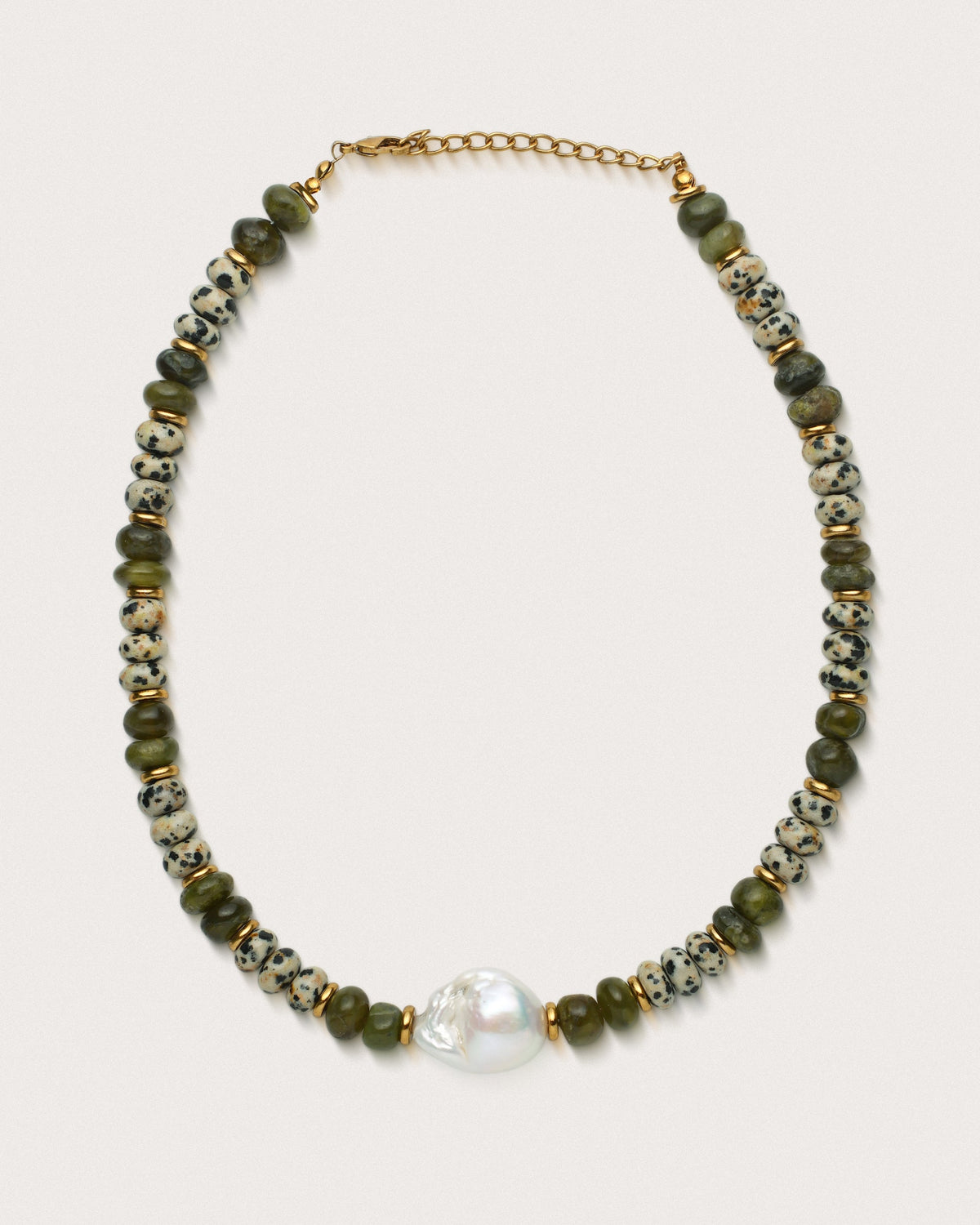 Asha |  Dalmatian Jasper, Variscite & Pearl