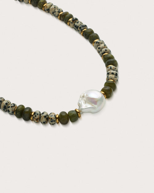 Asha |  Dalmatian Jasper, Variscite & Pearl