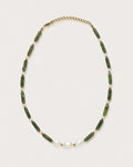 Ruva | Olive green Jade & Pearls