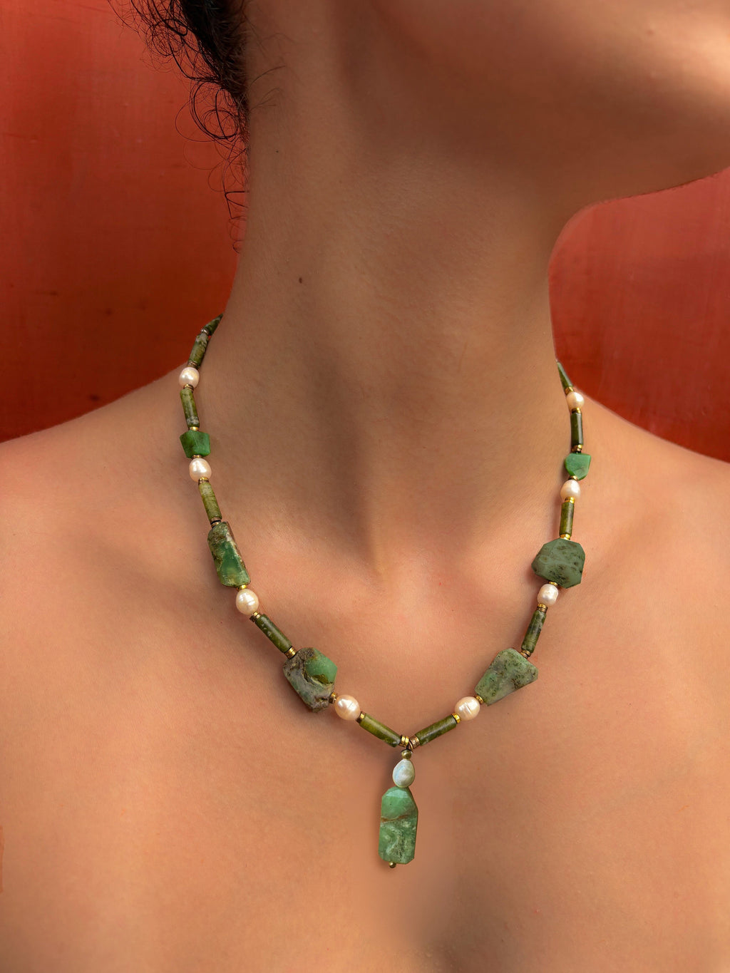 Dova | Olive Jade, Chrysoprase & Fresh water pearls